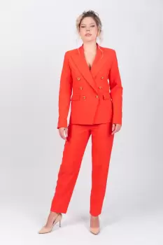 Pantaloni office/casual cu talie inalta si pense imagine