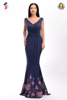 Rochie Artista de seara lunga tip sirena cu broderie la baza imagine