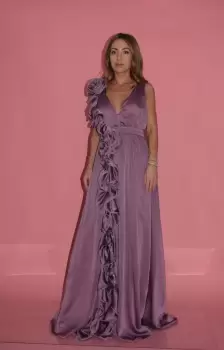 Rochie Artista mov din voal cu volane imagine