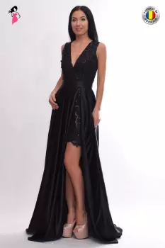 Rochie de seara din tafta cu broderie in partea superioara imagine