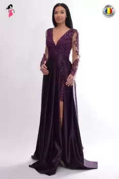 Rochie de seara lunga din tafta si broderie imagine