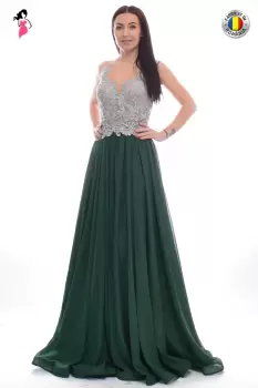 Rochie de seara lunga din voal si broderie imagine