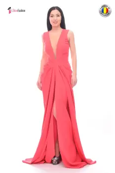 Rochie de seara tip sirena roz imagine