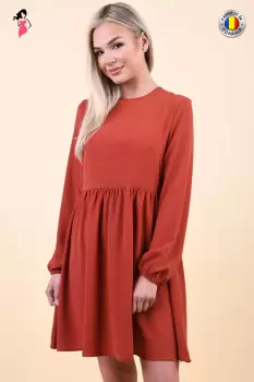 Rochie de zi caramizie din vascoza imagine