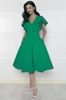 Rochie de zi in clos cu buzunare laterale imagine