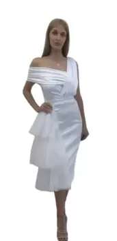 Rochie eleganta alba cu volane din tull suprapuse imagine