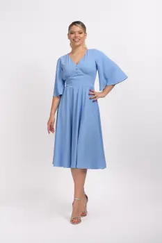 Rochie eleganta bleu cu croi in clos imagine