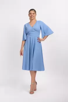 Rochie eleganta bleu cu croi in clos imagine