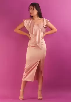 Rochie eleganta confectionata din material satinat usor elastic imagine