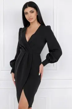 Rochie eleganta conica cu aspect petrecut si maneca lunga imagine