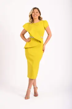 Rochie eleganta conica cu lungimea midi accesorizata cu cordon pretios detasabil la talie imagine