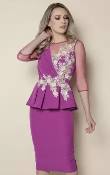Rochie eleganta conica cu peplum si broderie imagine