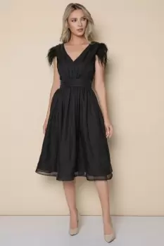 Rochie eleganta cu croi in clos confectionata din voal negru imagine