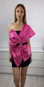 Rochie eleganta cu funda maxi in partea din fata imagine