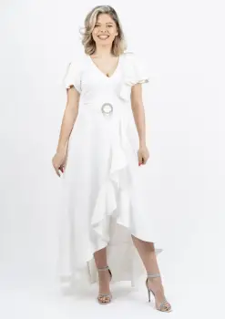 Rochie eleganta cu slit pe picior si maneca scurta imagine