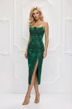 Rochie eleganta din tafta cu broderie pretioasa imagine