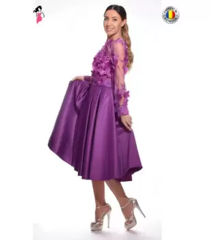 Rochie eleganta din tafta cu croiala clos de lungime midi imagine