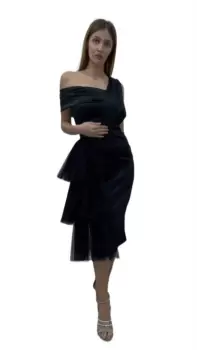 Rochie eleganta din tafta cu volane din tull imagine