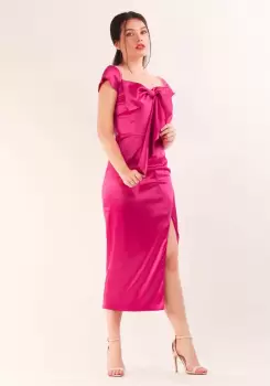 Rochie eleganta din tafta elastica fucsia imagine