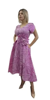 Rochie eleganta din tafta roz cu imprimeu floral imagine