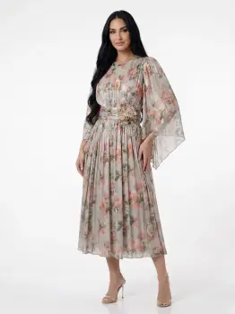 Rochie eleganta din voal cu imprimeu floral imagine