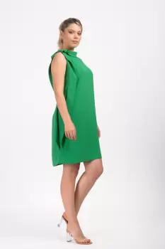 Rochie eleganta verde vaporoasa din tesatura lejera de sezon imagine
