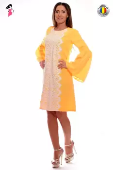 Rochie galbena lejera cu maneci clopot imagine