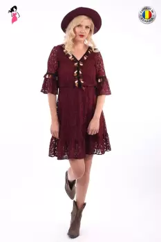 Rochie LaDonna eleganta din dantela de culoare bordo imagine
