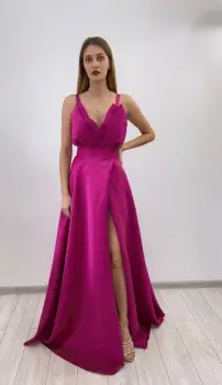 Rochie lunga din tafta cu slit pe picior imagine