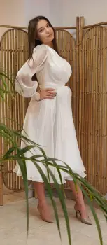 Rochie midi de ocazie din organza de culoare alba imagine