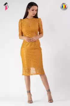 Rochie mustar Moze din broderie mustar imagine