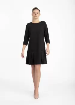 Rochie neagra cu croiala in A si pliuri la baza imagine