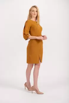 Rochie office cu aspect petrecut si slit in partea din fata imagine