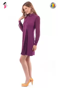 Rochie office LaDonna mov croita lejer in A cu pense si buzunare laterale imagine