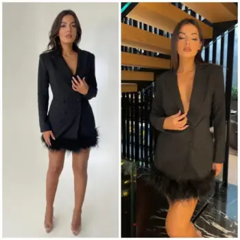 Rochie sacou eleganta cu puf la baza imagine