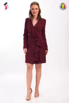 Rochie tip sacou Mbg Collection de culoare bordo imagine