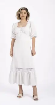 Rochie vaporoasa midi alba din vascoza imagine