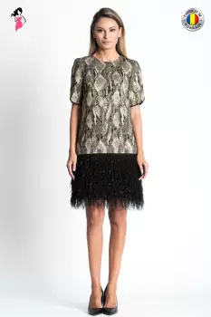 Rochie Xara de seara spectaculoasa eleganta jaquard print sarpe imagine