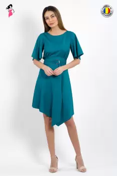 Rochie Xara de zi vaporoasa croita in clos cu lungime asimetrica imagine