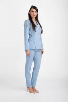 Sacou cambrat bleu cu snur reglabil in laterale imagine