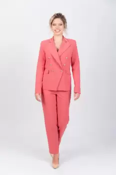 Sacou cambrat elegant corai cu buzunare laterale imagine