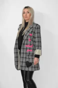 Sacou casual drept cu imprimeu imagine