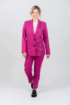 Sacou casual roz cu buzunare laterale imagine