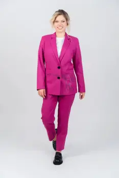 Sacou casual roz cu buzunare laterale imagine