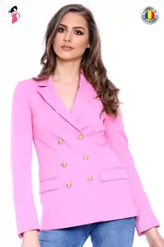 Sacou casual roz cu rever ascutit imagine