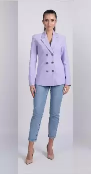 Sacou dama verde cambrat accesorizat cu nasturi metalici imagine