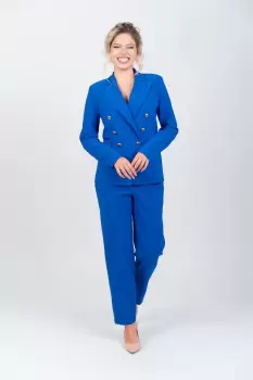 Sacou elegant cambrat prevazut cu doua randuri de nasturi si buzunare laterale imagine