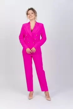 Sacou elegant cu doua randuri de nasturi croi cambrat si buzunare functionale imagine