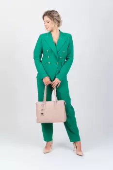 Sacou elegant verde accesoriza cu nasturi aurii si buzunare laterale imagine