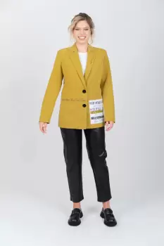 Sacou galben mustar cu buzunare laterale si inchidere cu doi nasturi imagine